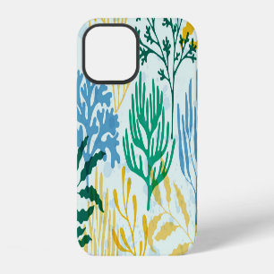 Coque iPhone 12 Récif de corail, motif continu d'algues.