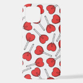 Coque iPhone 12 Red Lollipops, Heart Lollipops, Lollipop Pattern (Verso)