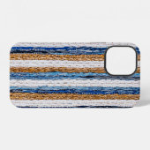 Coque iPhone 12 Rein patchwork : jean recyclé tapis. (Verso Horizontal)