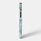Coque iPhone 12 Rococo Damask Art I Duck Egg Blue+Teal (Côté gauche)