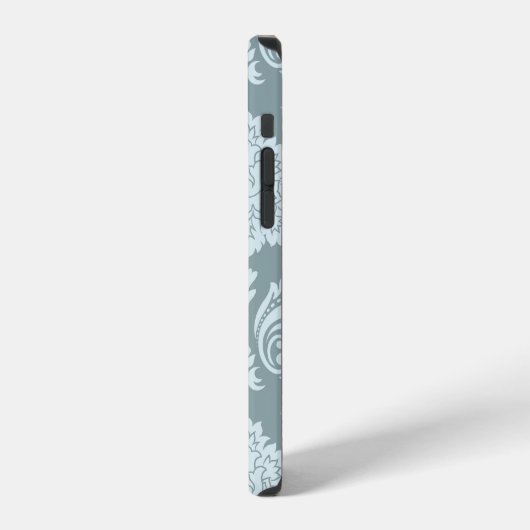 Coque iPhone 12 Rococo Damask Art I Duck Egg Blue+Teal (Côté gauche)