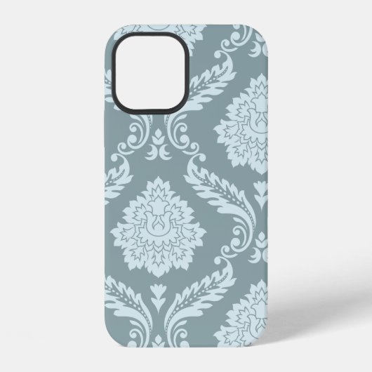 Coque iPhone 12 Rococo Damask Art I Duck Egg Blue+Teal (Verso)