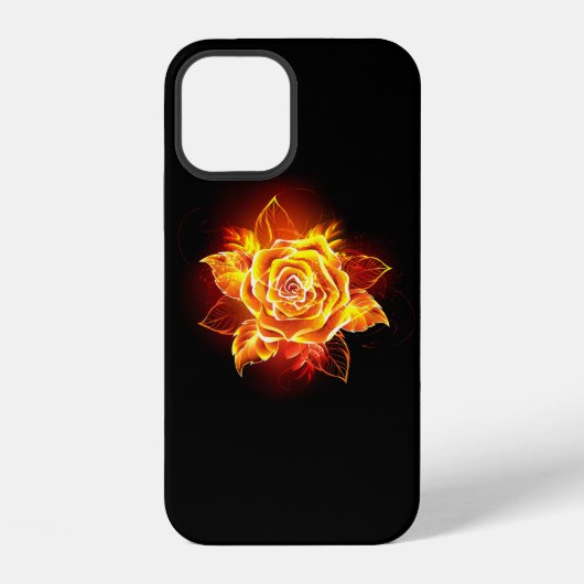 Coque iPhone 12 Rose de feu en fleurs (Verso)