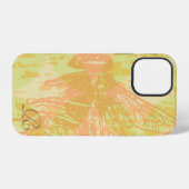 Coque iPhone 12 Rose Moderne Abeille et Monogramme (Verso Horizontal)