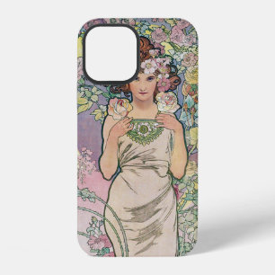 Coque iPhone 12 Rose (Quatre Fleurs), Alphonse Mucha