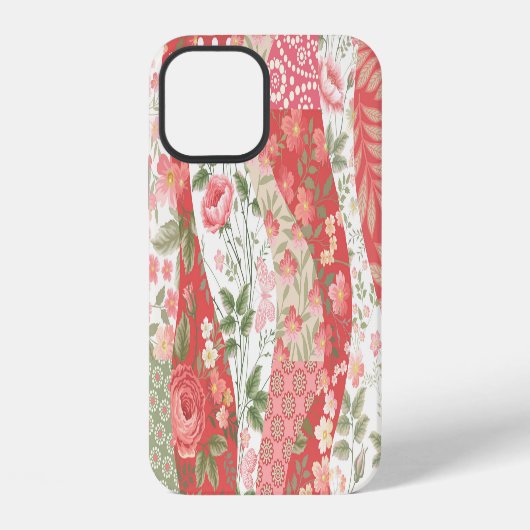 Coque iPhone 12 Roses de Patchwork : conception motif transparente (Verso)