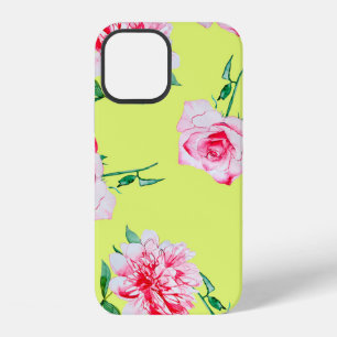 Coque iPhone 12 Roses et Pivoines motif d'illustration à l'aquarel