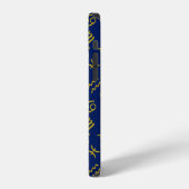 Coque iPhone 12 Sagittarius Zodiac+Astrology Symbols Ptn Gld+Blues (Côté gauche)