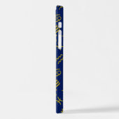 Coque iPhone 12 Sagittarius Zodiac+Astrology Symbols Ptn Gld+Blues (Côté gauche)