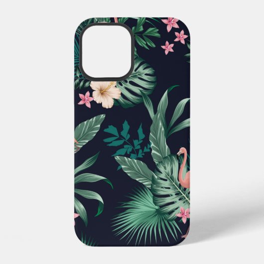 Coque iPhone 12  seamless tropical pattern with lush foliage, flow (Verso)