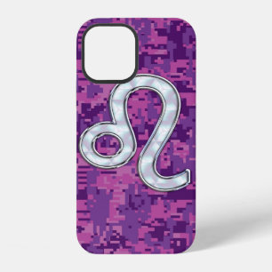 Coque iPhone 12 Signe du zodiaque Lion sur camouflage numérique ro