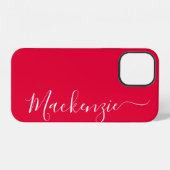 Coque iPhone 12 Simple Nom Féminin Vibrant Rose Calligraphie (Verso Horizontal)