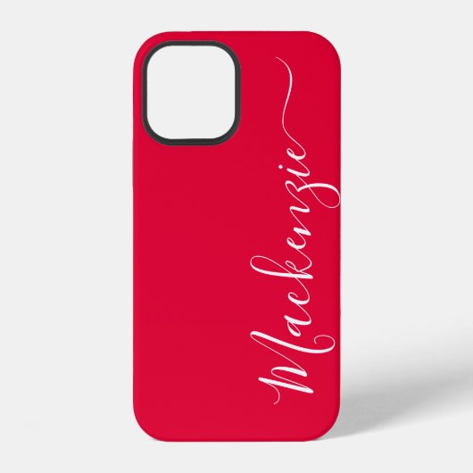 Coque iPhone 12 Simple Nom Féminin Vibrant Rose Calligraphie (Verso)