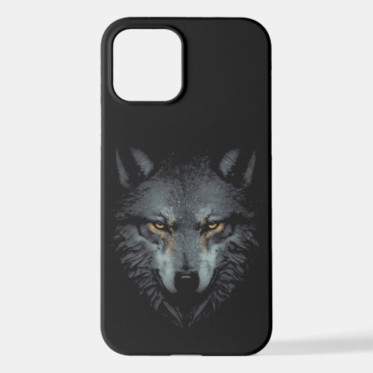 Coque iPhone 12 Solely Wolf visage noir (Verso)