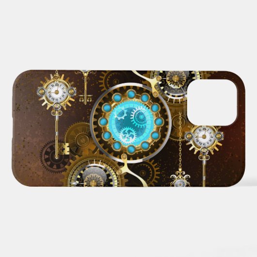 Coque iPhone 12 Steampunk Rusty Background (Verso Horizontal)