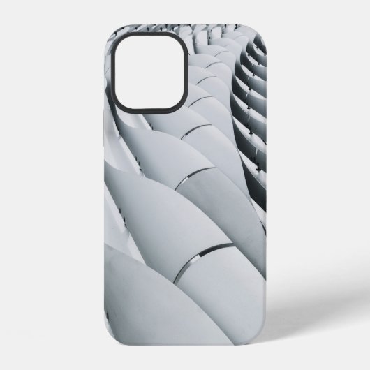 Coque iPhone 12 Structure de bâtiment blanc et gris (Verso)