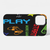 Coque iPhone 12 Style de jeu pixel : Abstrait sans couture. (Verso Horizontal)