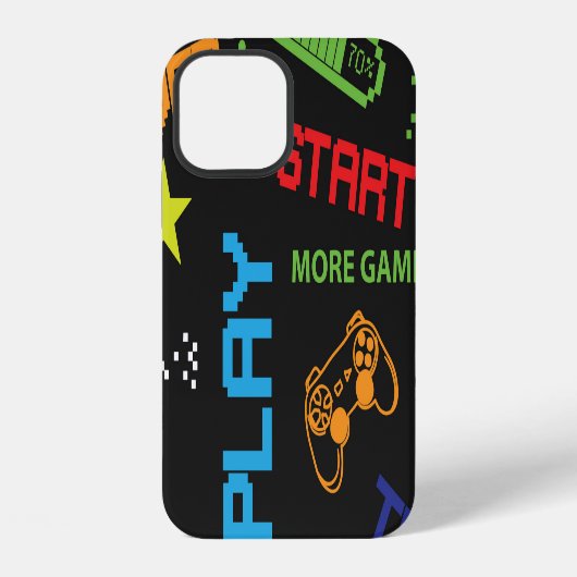 Coque iPhone 12 Style de jeu pixel : Abstrait sans couture. (Verso)