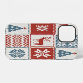 Coque iPhone 12 Style Patchwork : motif ornemental de Noël (Verso Horizontal)