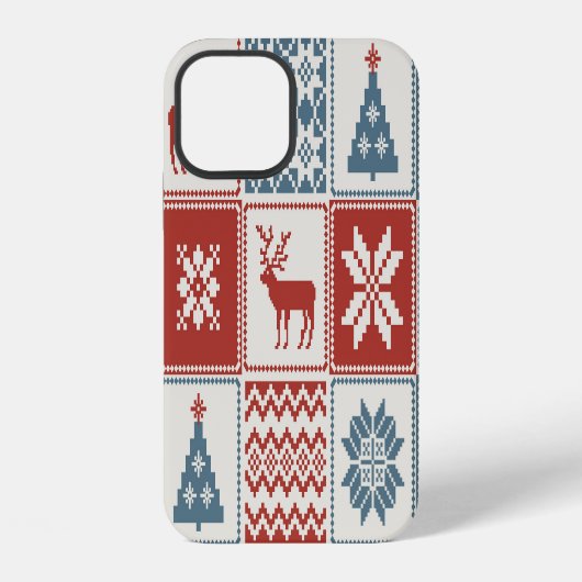 Coque iPhone 12 Style Patchwork : motif ornemental de Noël (Verso)
