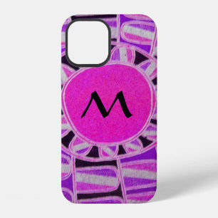 Coque iPhone 12 SUN SOLAIRE ÉNERGIE MONOGRAM rose violet noir