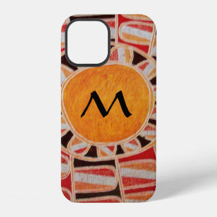 Coque iPhone 12 SUN SOLAIRE ÉNERGIE MONOGRAMME jaune orange rouge