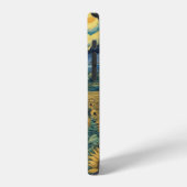 Coque iPhone 12 Sunflower Meadow in the Starry Night (Côté gauche)
