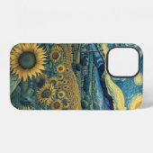 Coque iPhone 12 Sunflower Meadow in the Starry Night (Verso Horizontal)