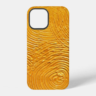 Coque iPhone 12 Surface texturée dorée, fond doré, peintu