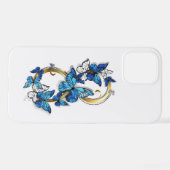 Coque iPhone 12 Symbol Infinity of Blue Morpho Butterflies (Verso Horizontal)