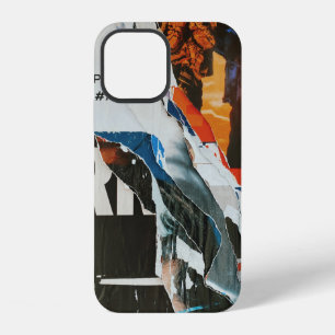 Coque iPhone 12 Tableau abstrait noir blanc et orange