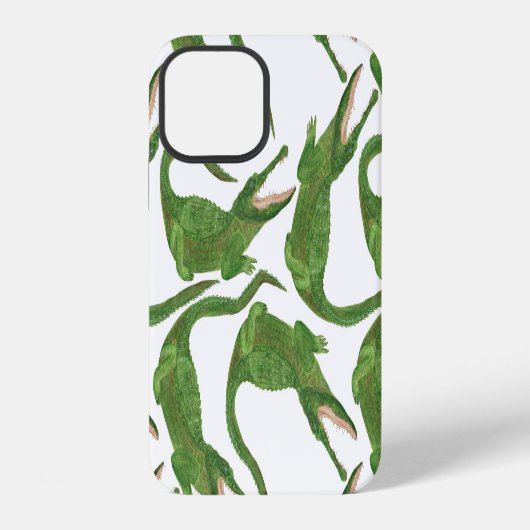 Coque iPhone 12 Tableau Aquarelle Crocodile Blanc (Verso)