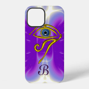 Coque iPhone 12 TALISMAN MONOGRAMME BLEU Rose Fuchsia Violet