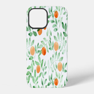 Coque iPhone 12 Tangerine Orange Verte Provence Aquarelle