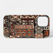 Coque iPhone 12 Tapa hawaïen : Patchwork tribal (Verso Horizontal)