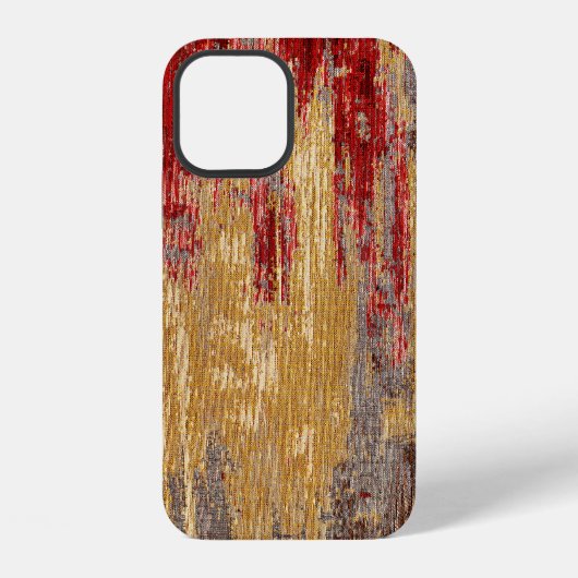 Coque iPhone 12 Tapis d'or rouge oriental texture. (Verso)