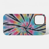 Coque iPhone 12 Teinture Tie Dye Arc-en-Ciel Pastel en Spirale (Verso Horizontal)