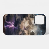 Coque iPhone 12 Tempête d'éclairs nuageux (Verso Horizontal)