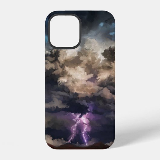 Coque iPhone 12 Tempête d'éclairs nuageux (Verso)