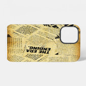 Coque iPhone 12 Texte de journal avec vieux papier (Verso Horizontal)