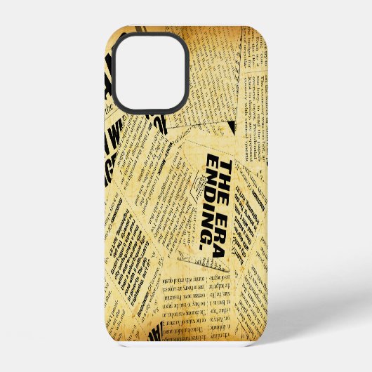 Coque iPhone 12 Texte de journal avec vieux papier (Verso)
