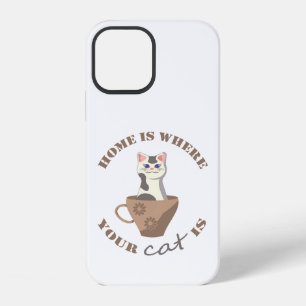 Coque iPhone 12 Texte drôle La maison est là où est votre chat dan