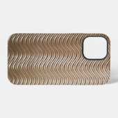 Coque iPhone 12 Textile rayé blanc et gris (Verso Horizontal)