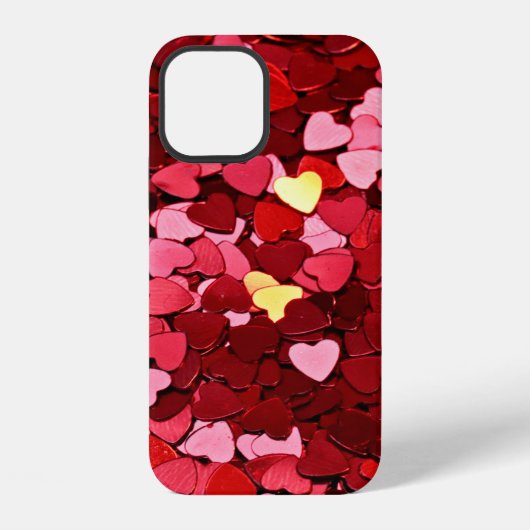 Coque iPhone 12 texture Arrière - plan coeur rouge (Verso)