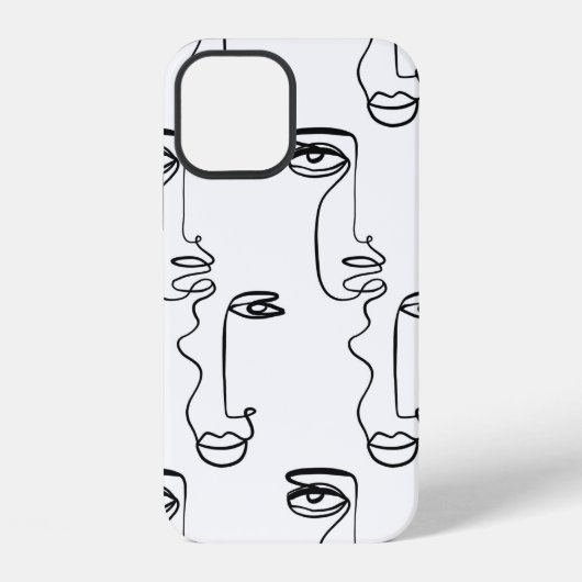 Coque iPhone 12 Texture avec faces abstraites. Une ligne continue (Verso)