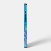 Coque iPhone 12 Texture d'agate vert de mer bleu (Côté gauche)