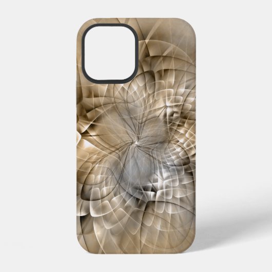 Coque iPhone 12 Texture d'art fractal moderne abstrait aux tons de (Verso)
