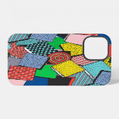 Coque iPhone 12 Texture de blocs abstraits dessinés à la main (Verso Horizontal)