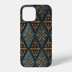Coque iPhone 12 Texture de bronze avec motif de sculpture.