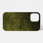 Coque iPhone 12 Texture de crocodile sombre de luxe (Verso Horizontal)